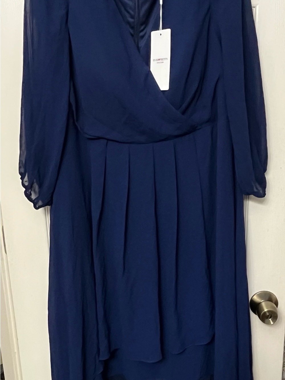 Elegant Navy Blue Women's Chiffon High-Low Dress